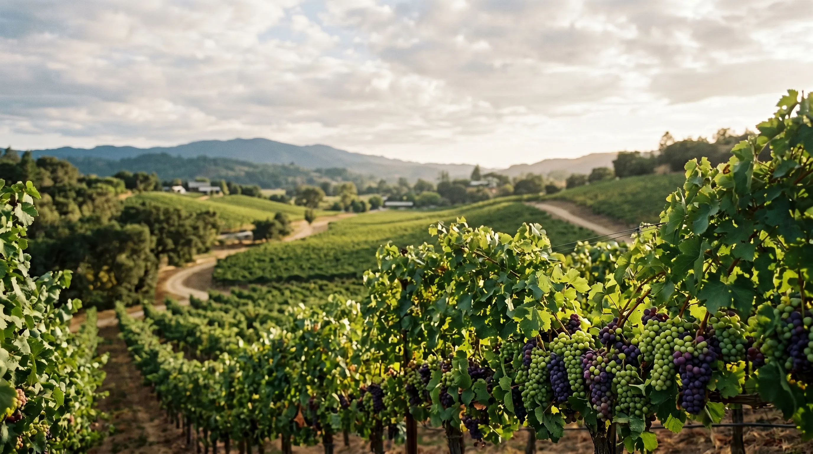 Grapes changing color at véraison