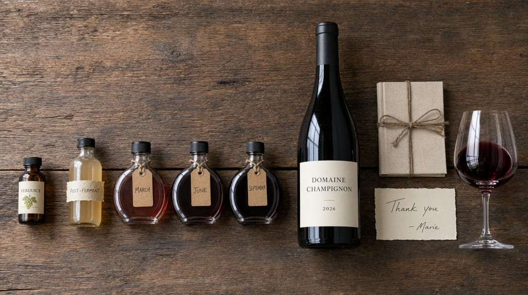 A four-bottle club flight, a small sip of a winery's range.
