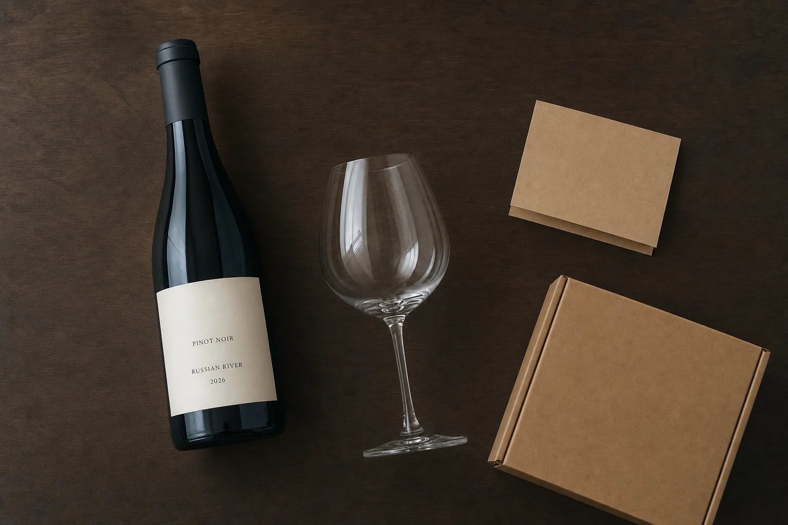 Flat-lay: verijuice, post-ferment sample, barrel samples, finished bottle